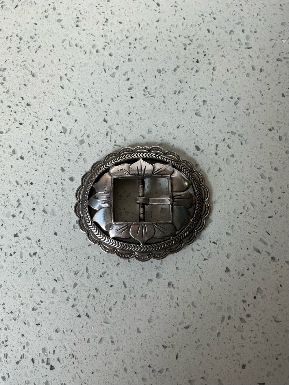 Silver-Tone Oval Western Belt Buckle